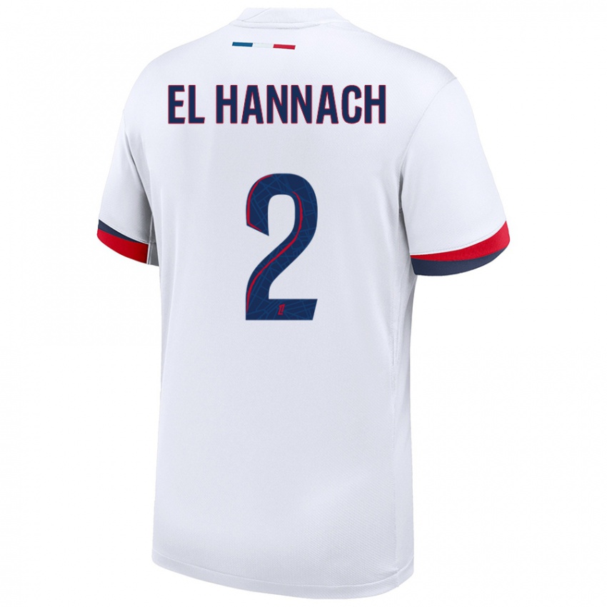 Niño Camiseta Naoufel El Hannach #2 Blanco Azul Rojo 2ª Equipación 2024/25 La Camisa Perú