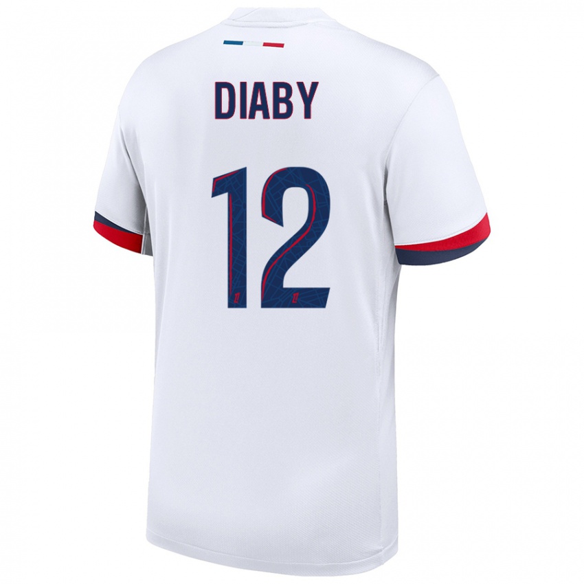 Niño Camiseta Ibrahima Diaby #12 Blanco Azul Rojo 2ª Equipación 2024/25 La Camisa Perú