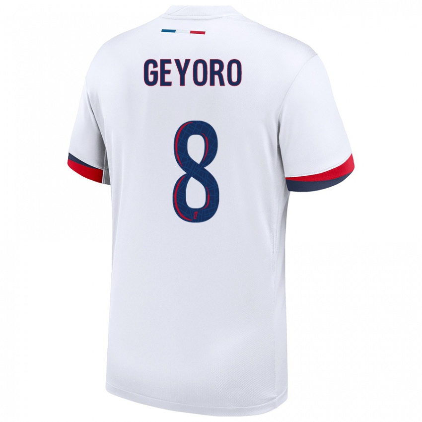 Niño Camiseta Grace Geyoro #8 Blanco Azul Rojo 2ª Equipación 2024/25 La Camisa Perú