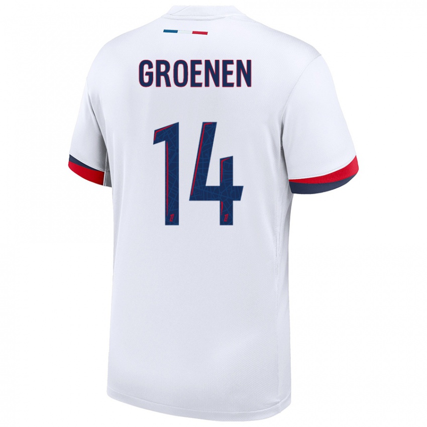 Niño Camiseta Jackie Groenen #14 Blanco Azul Rojo 2ª Equipación 2024/25 La Camisa Perú