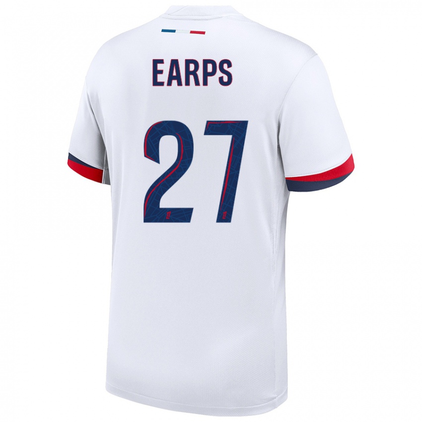 Niño Camiseta Mary Earps #27 Blanco Azul Rojo 2ª Equipación 2024/25 La Camisa Perú