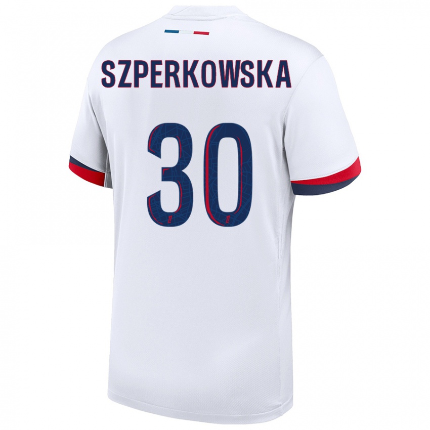 Niño Camiseta Oliwia Szperkowska #30 Blanco Azul Rojo 2ª Equipación 2024/25 La Camisa Perú