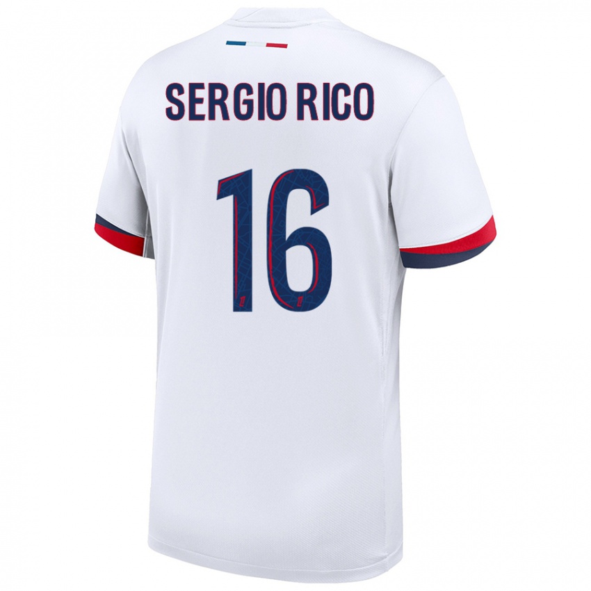 Niño Camiseta Sergio Rico #16 Blanco Azul Rojo 2ª Equipación 2024/25 La Camisa Perú