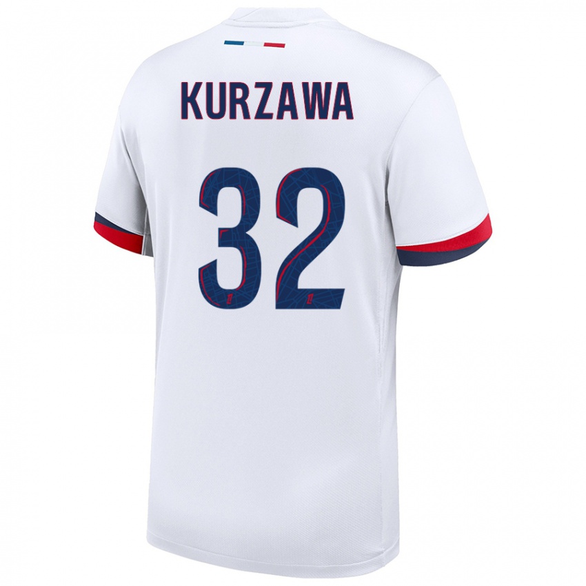 Niño Camiseta Layvin Kurzawa #32 Blanco Azul Rojo 2ª Equipación 2024/25 La Camisa Perú