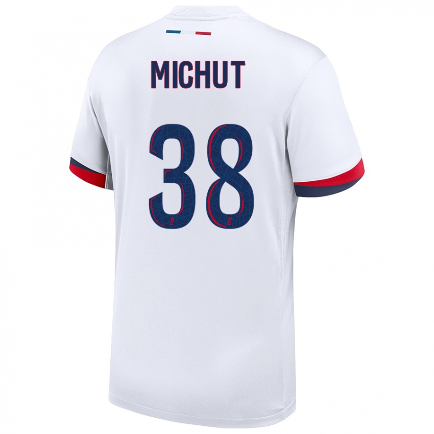 Niño Camiseta Edouard Michut #38 Blanco Azul Rojo 2ª Equipación 2024/25 La Camisa Perú