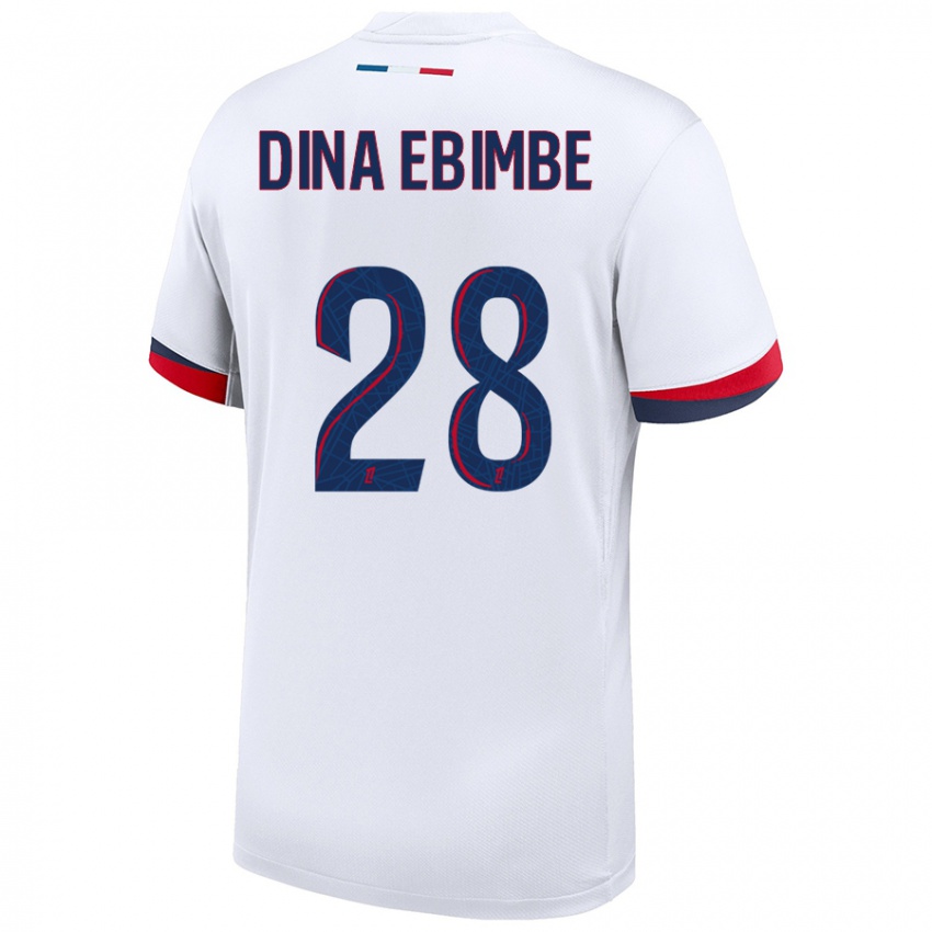 Niño Camiseta Eric Junior Dina Ebimbe #28 Blanco Azul Rojo 2ª Equipación 2024/25 La Camisa Perú