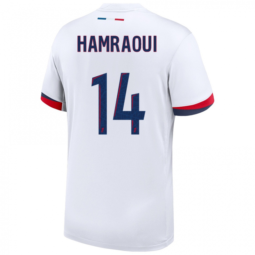 Niño Camiseta Kheira Hamraoui #14 Blanco Azul Rojo 2ª Equipación 2024/25 La Camisa Perú