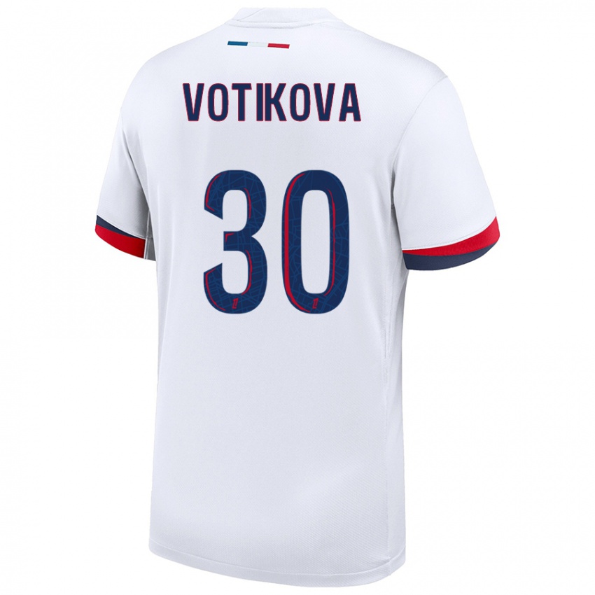 Niño Camiseta Barbora Votikova #30 Blanco Azul Rojo 2ª Equipación 2024/25 La Camisa Perú