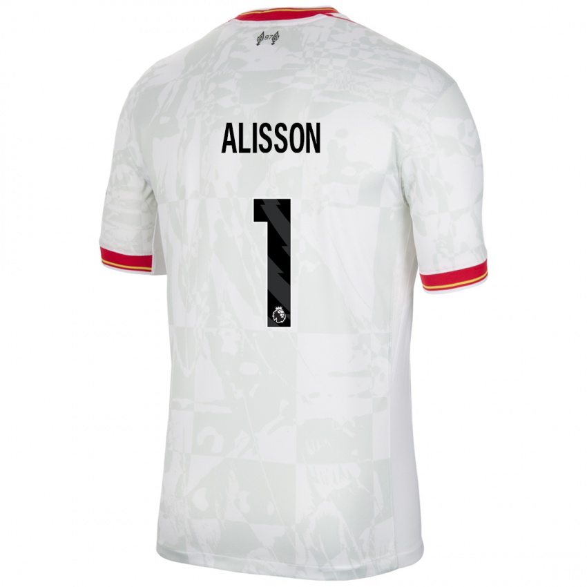 Niño Camiseta Alisson #1 Blanco Rojo Negro Equipación Tercera 2024/25 La Camisa Perú