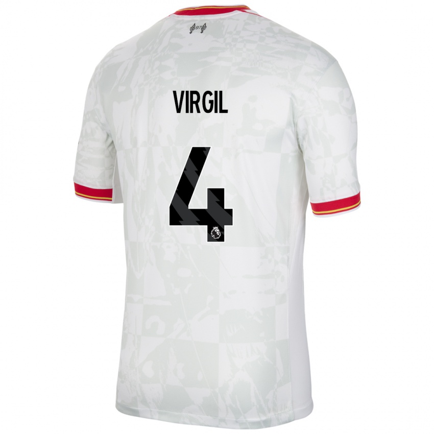 Niño Camiseta Virgil Van Dijk #4 Blanco Rojo Negro Equipación Tercera 2024/25 La Camisa Perú