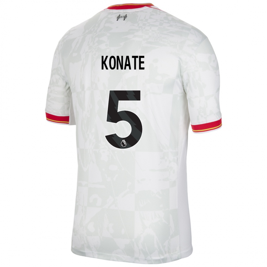 Niño Camiseta Ibrahima Konate #5 Blanco Rojo Negro Equipación Tercera 2024/25 La Camisa Perú