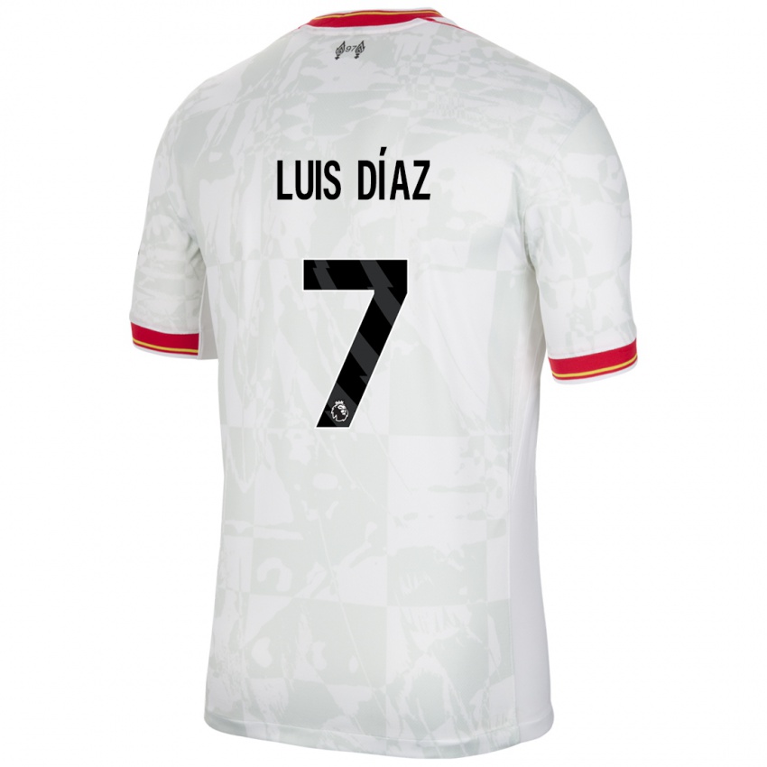 Niño Camiseta Luis Diaz #7 Blanco Rojo Negro Equipación Tercera 2024/25 La Camisa Perú