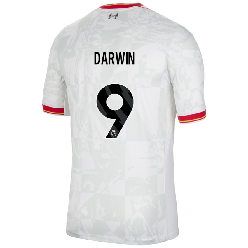 Niño Camiseta Darwin Nunez #9 Blanco Rojo Negro Equipación Tercera 2024/25 La Camisa Perú