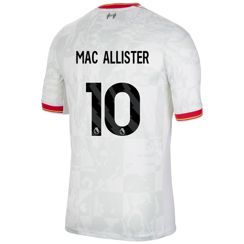 Niño Camiseta Alexis Mac Allister #10 Blanco Rojo Negro Equipación Tercera 2024/25 La Camisa Perú