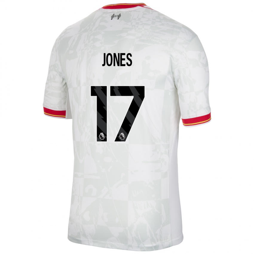 Niño Camiseta Curtis Jones #17 Blanco Rojo Negro Equipación Tercera 2024/25 La Camisa Perú