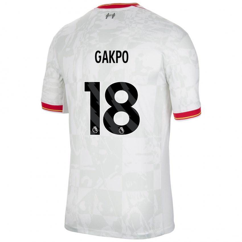 Niño Camiseta Cody Gakpo #18 Blanco Rojo Negro Equipación Tercera 2024/25 La Camisa Perú