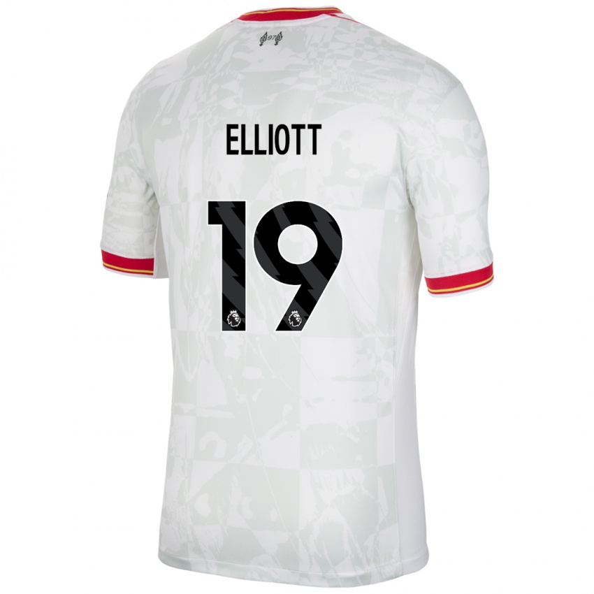 Niño Camiseta Harvey Elliott #19 Blanco Rojo Negro Equipación Tercera 2024/25 La Camisa Perú