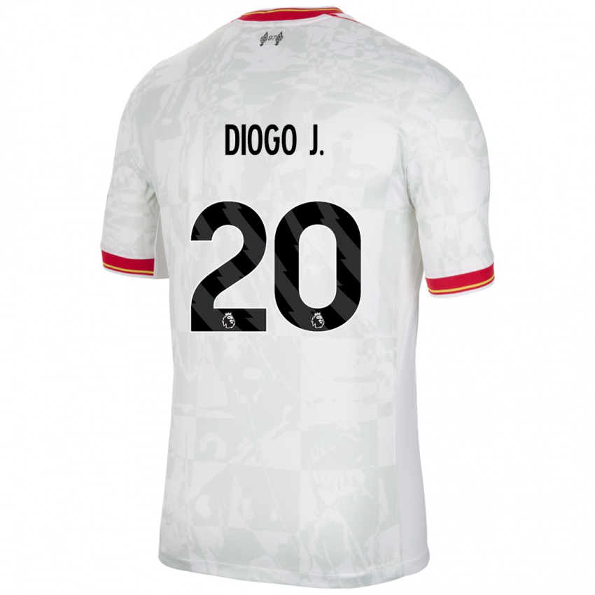 Niño Camiseta Diogo Jota #20 Blanco Rojo Negro Equipación Tercera 2024/25 La Camisa Perú