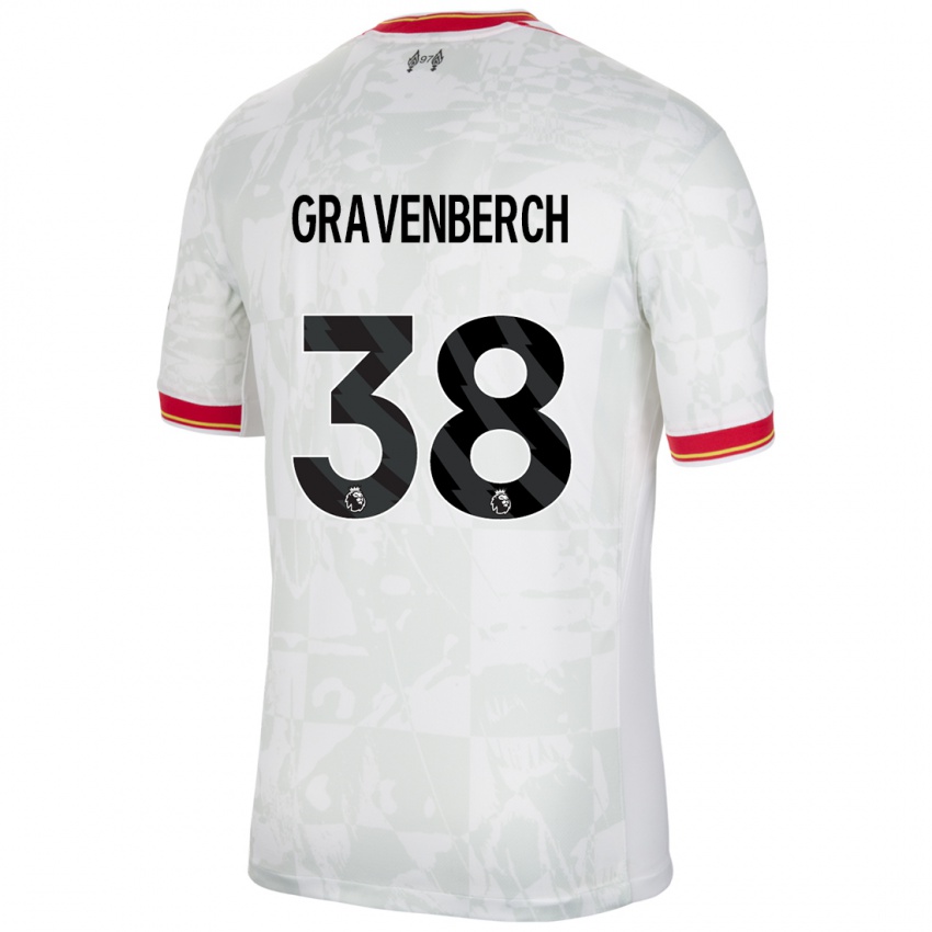 Niño Camiseta Ryan Gravenberch #38 Blanco Rojo Negro Equipación Tercera 2024/25 La Camisa Perú