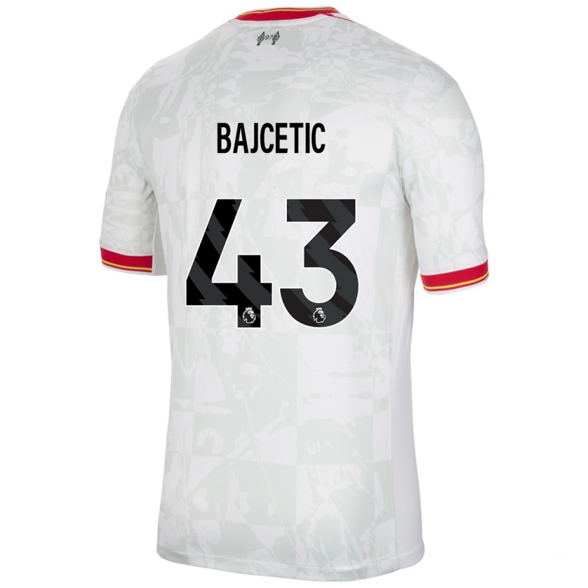 Niño Camiseta Stefan Bajcetic #43 Blanco Rojo Negro Equipación Tercera 2024/25 La Camisa Perú