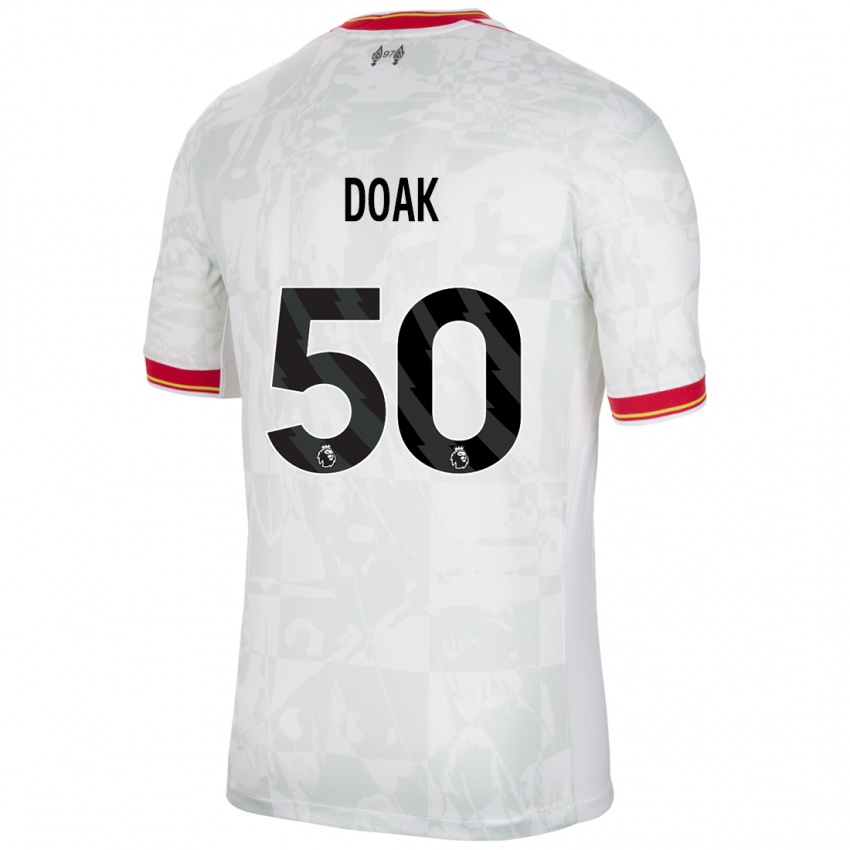 Niño Camiseta Ben Doak #50 Blanco Rojo Negro Equipación Tercera 2024/25 La Camisa Perú