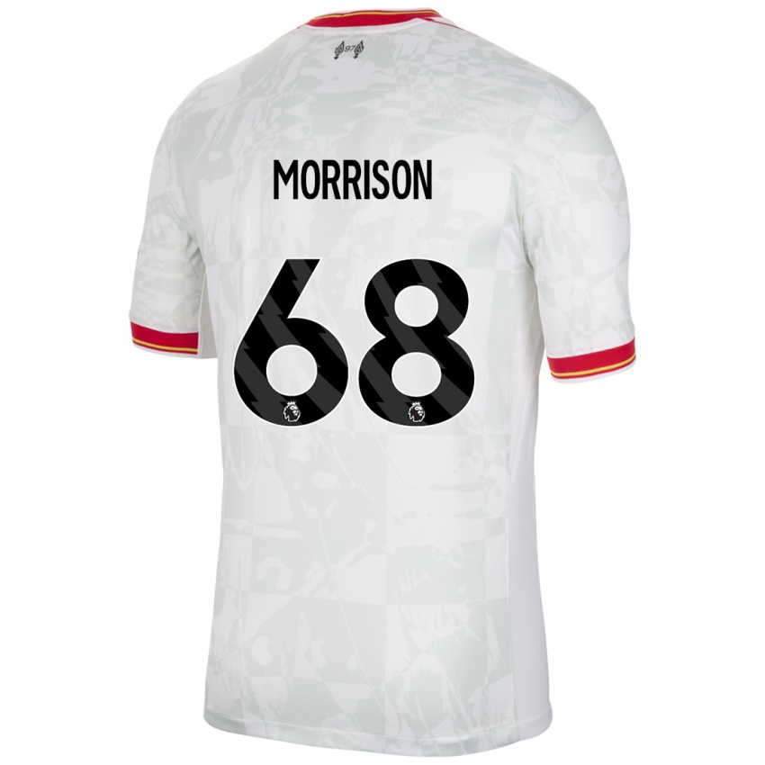 Niño Camiseta Kieran Morrison #68 Blanco Rojo Negro Equipación Tercera 2024/25 La Camisa Perú