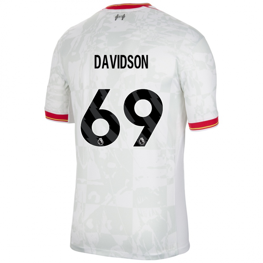 Niño Camiseta Josh Davidson #69 Blanco Rojo Negro Equipación Tercera 2024/25 La Camisa Perú