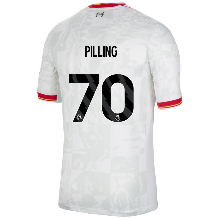 Niño Camiseta Tommy Pilling #70 Blanco Rojo Negro Equipación Tercera 2024/25 La Camisa Perú