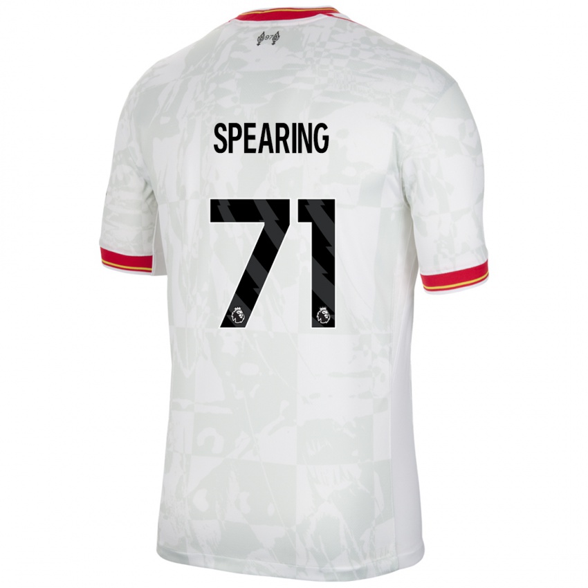 Niño Camiseta Jay Spearing #71 Blanco Rojo Negro Equipación Tercera 2024/25 La Camisa Perú