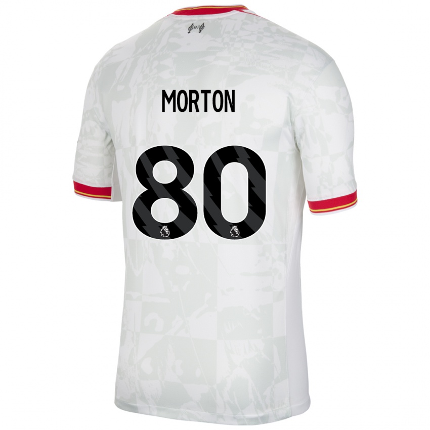 Niño Camiseta Tyler Morton #80 Blanco Rojo Negro Equipación Tercera 2024/25 La Camisa Perú