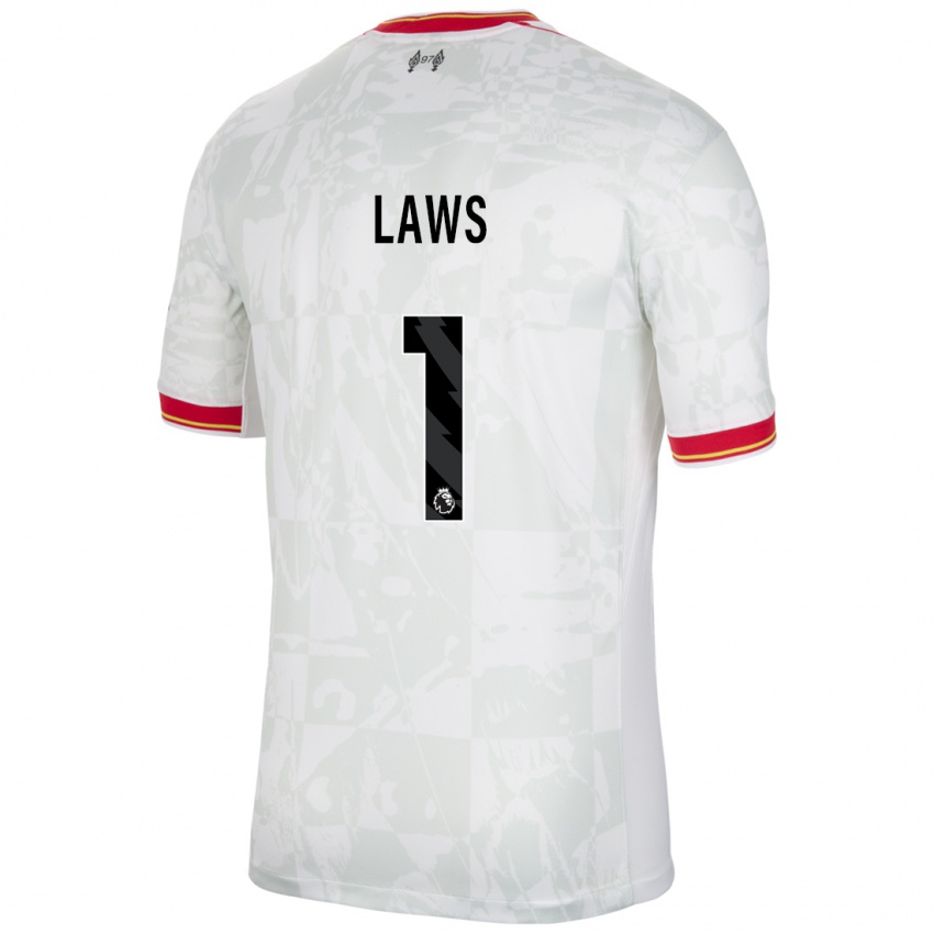 Niño Camiseta Rachael Laws #1 Blanco Rojo Negro Equipación Tercera 2024/25 La Camisa Perú