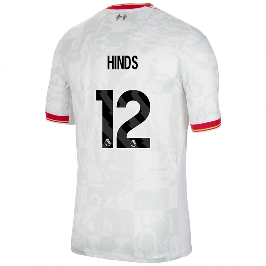 Niño Camiseta Taylor Hinds #12 Blanco Rojo Negro Equipación Tercera 2024/25 La Camisa Perú