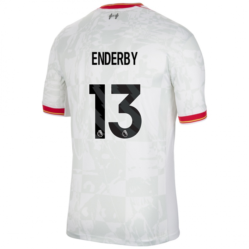 Niño Camiseta Mia Enderby #13 Blanco Rojo Negro Equipación Tercera 2024/25 La Camisa Perú