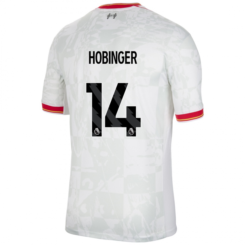 Niño Camiseta Marie Höbinger #14 Blanco Rojo Negro Equipación Tercera 2024/25 La Camisa Perú