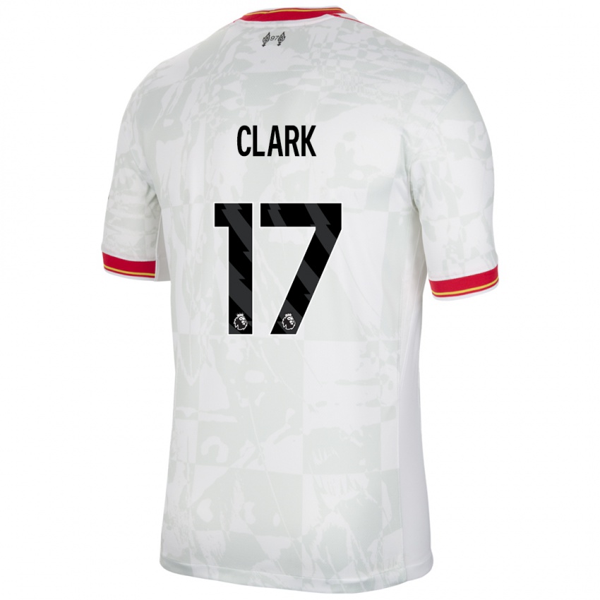 Niño Camiseta Jenna Clark #17 Blanco Rojo Negro Equipación Tercera 2024/25 La Camisa Perú