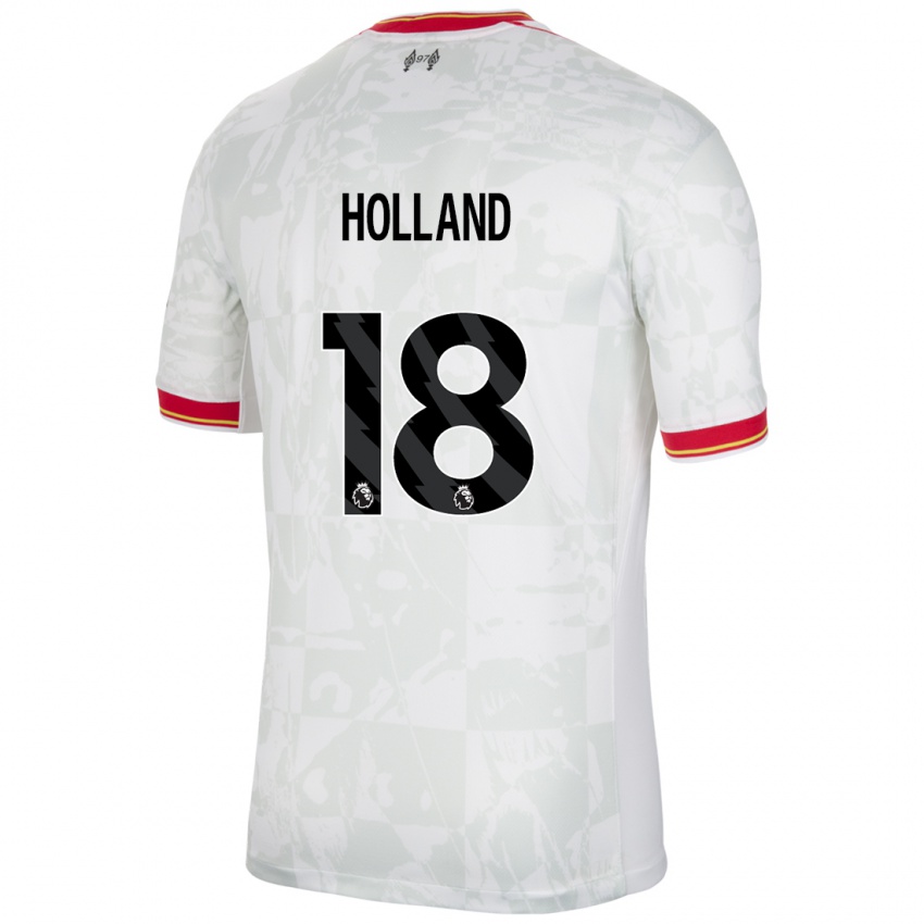 Niño Camiseta Ceri Holland #18 Blanco Rojo Negro Equipación Tercera 2024/25 La Camisa Perú