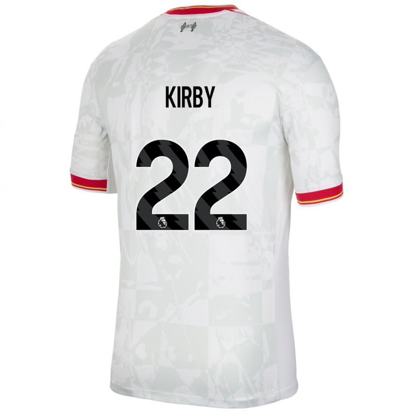 Niño Camiseta Faye Kirby #22 Blanco Rojo Negro Equipación Tercera 2024/25 La Camisa Perú