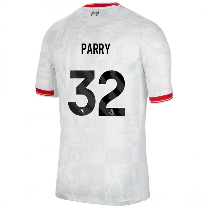 Niño Camiseta Lucy Parry #32 Blanco Rojo Negro Equipación Tercera 2024/25 La Camisa Perú