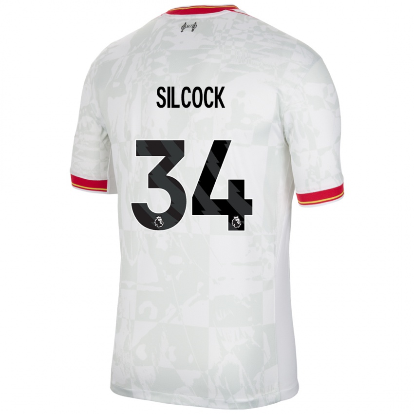 Niño Camiseta Hannah Silcock #34 Blanco Rojo Negro Equipación Tercera 2024/25 La Camisa Perú