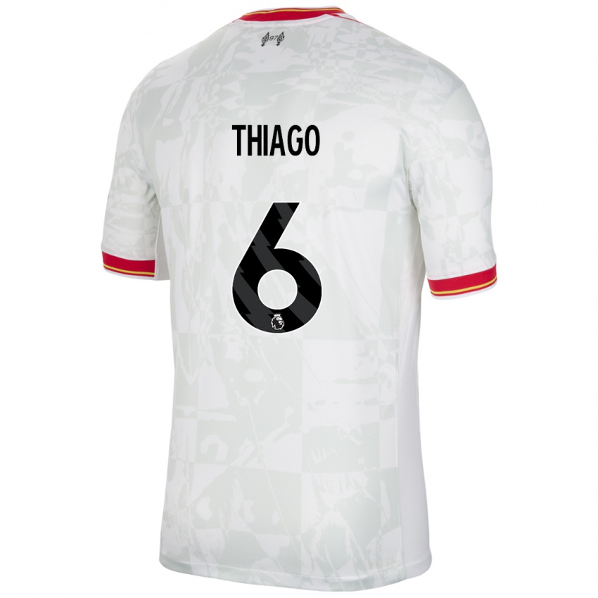 Niño Camiseta Thiago #6 Blanco Rojo Negro Equipación Tercera 2024/25 La Camisa Perú