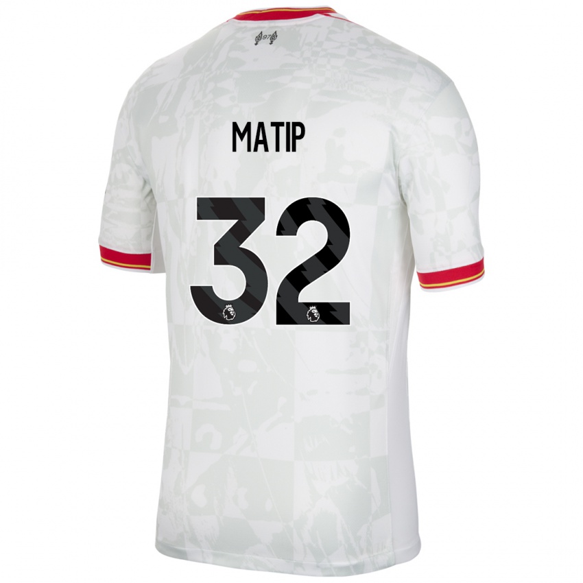 Niño Camiseta Joel Matip #32 Blanco Rojo Negro Equipación Tercera 2024/25 La Camisa Perú