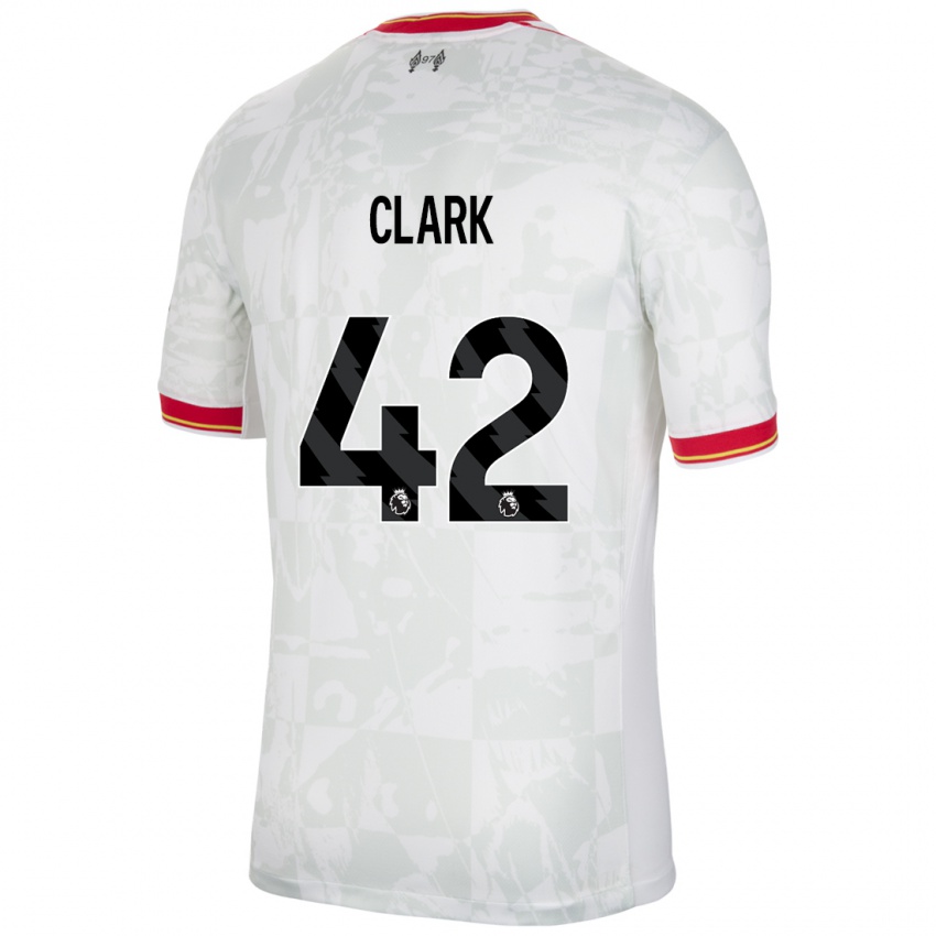 Niño Camiseta Bobby Clark #42 Blanco Rojo Negro Equipación Tercera 2024/25 La Camisa Perú