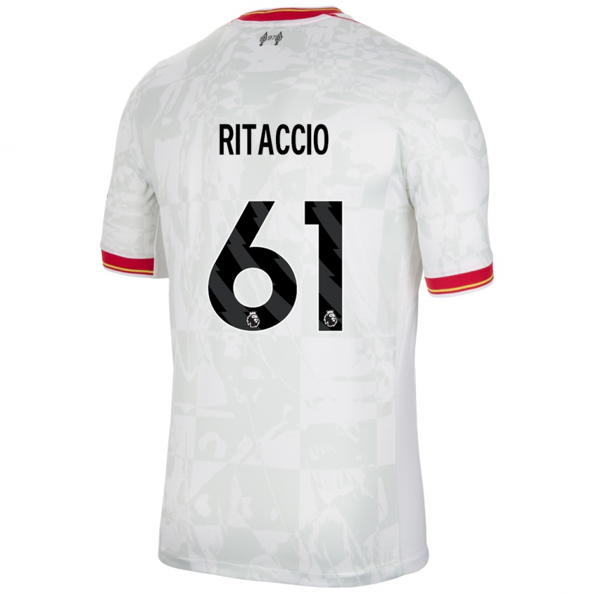 Niño Camiseta Matteo Ritaccio #61 Blanco Rojo Negro Equipación Tercera 2024/25 La Camisa Perú