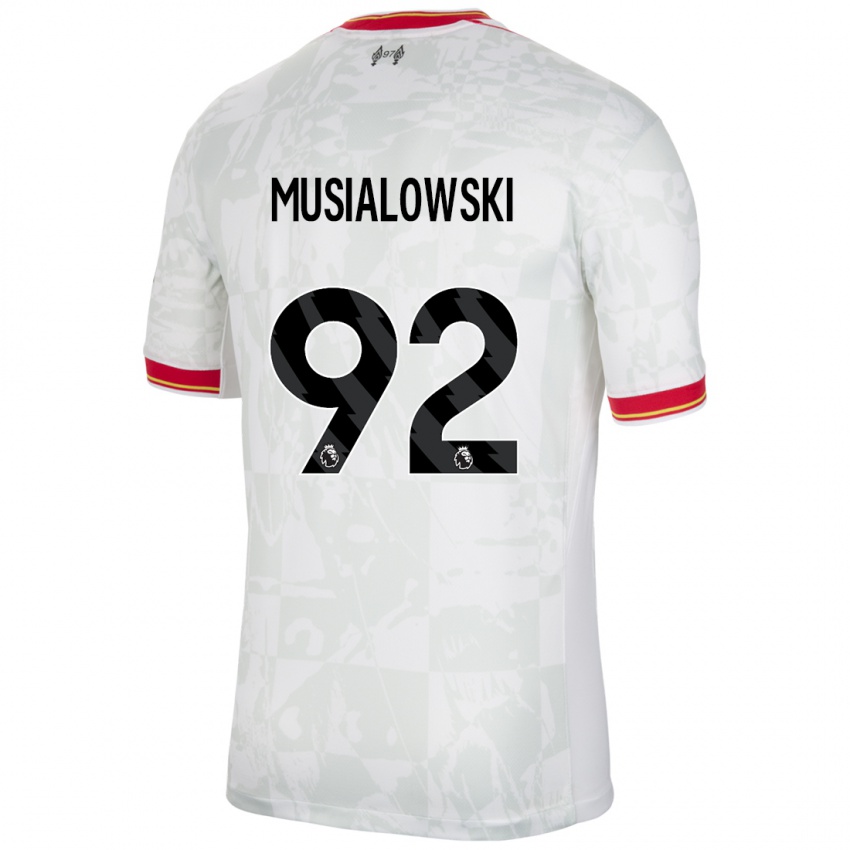 Niño Camiseta Mateusz Musialowski #92 Blanco Rojo Negro Equipación Tercera 2024/25 La Camisa Perú