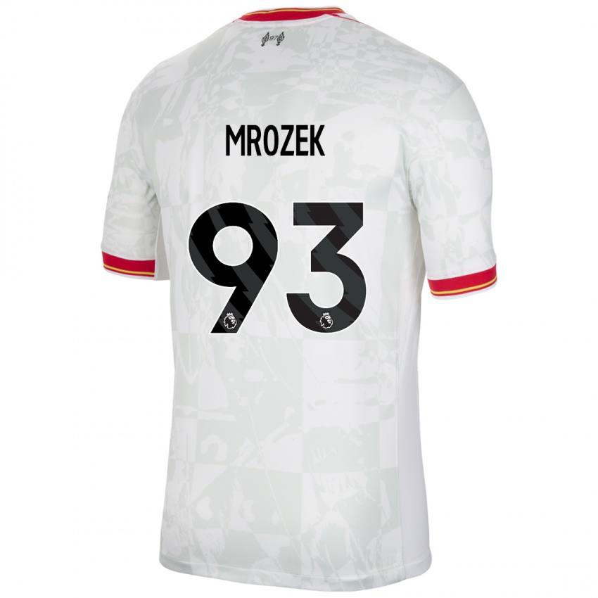 Niño Camiseta Fabian Mrozek #93 Blanco Rojo Negro Equipación Tercera 2024/25 La Camisa Perú