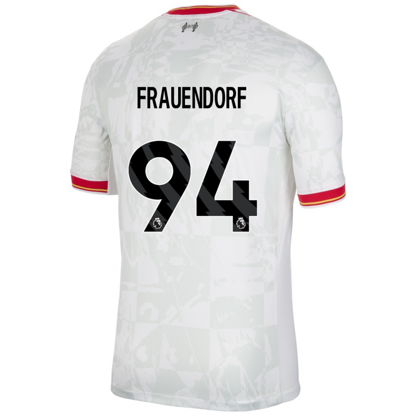 Niño Camiseta Melkamu Frauendorf #94 Blanco Rojo Negro Equipación Tercera 2024/25 La Camisa Perú