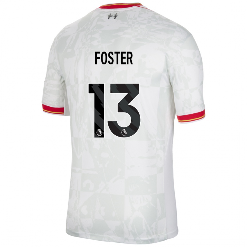 Niño Camiseta Rylee Foster #13 Blanco Rojo Negro Equipación Tercera 2024/25 La Camisa Perú