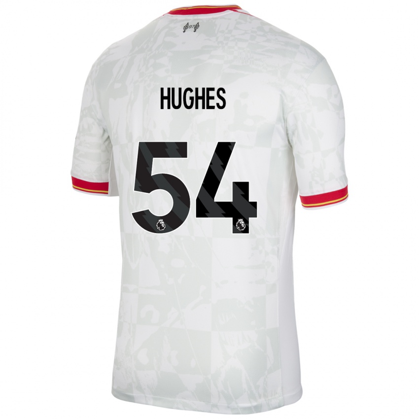 Niño Camiseta Liam Hughes #54 Blanco Rojo Negro Equipación Tercera 2024/25 La Camisa Perú