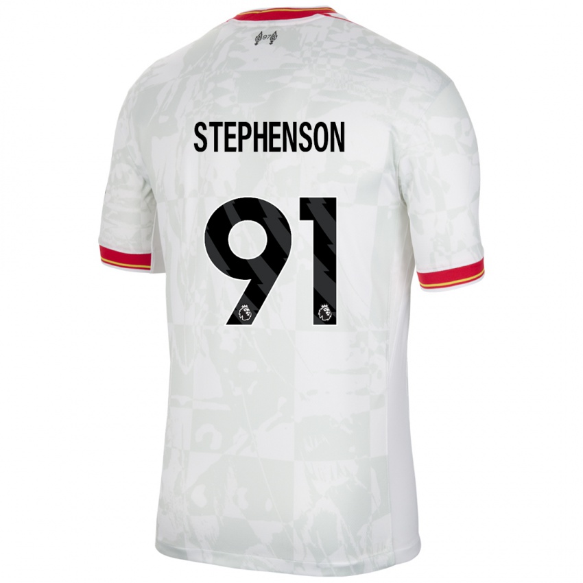 Niño Camiseta Luca Stephenson #91 Blanco Rojo Negro Equipación Tercera 2024/25 La Camisa Perú