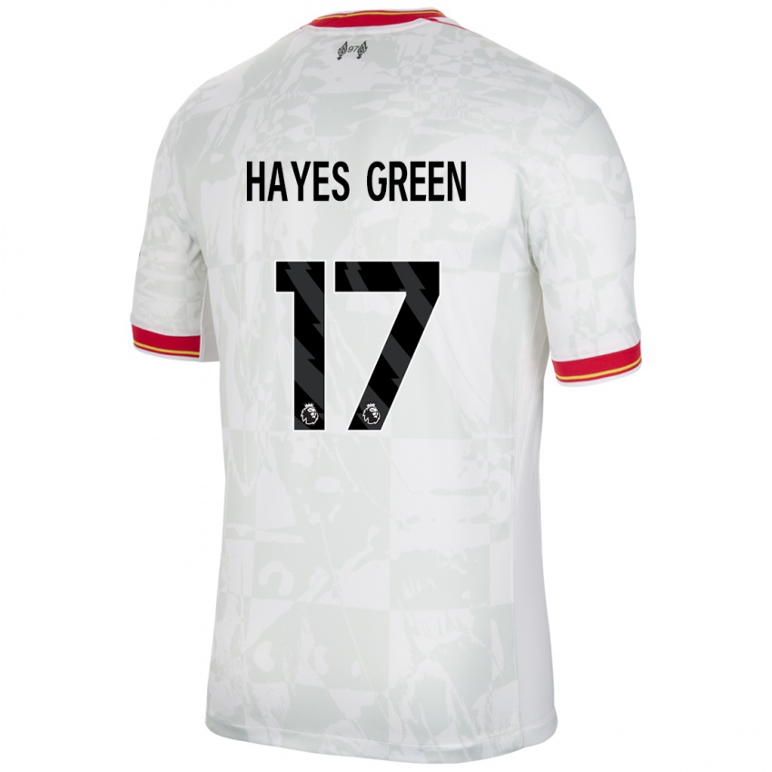 Niño Camiseta Charlie Hayes-Green #17 Blanco Rojo Negro Equipación Tercera 2024/25 La Camisa Perú